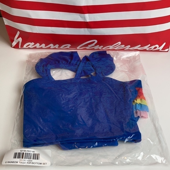 Hanna Andersson NWT Sunblock Tulle Swim Set 18-24 Months (80) Rainbow Ruffle - Picture 3 of 7